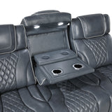 Apex Collection Power Double Reclining Sofa with Center Drop-Down Cup Holders, Power Headrests, Storage Arms with Cup holders, Reading Lights, Wireless Charger, Air Massage and Heat, LED Lighting and Charging Ports