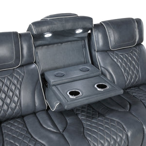 Apex Collection Power Double Reclining Sofa with Center Drop-Down Cup Holders, Power Headrests, Storage Arms with Cup holders, Reading Lights, Wireless Charger, Air Massage and Heat, LED Lighting and Charging Ports