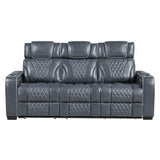 Apex Collection Power Double Reclining Sofa with Center Drop-Down Cup Holders, Power Headrests, Storage Arms with Cup holders, Reading Lights, Wireless Charger, Air Massage and Heat, LED Lighting and Charging Ports