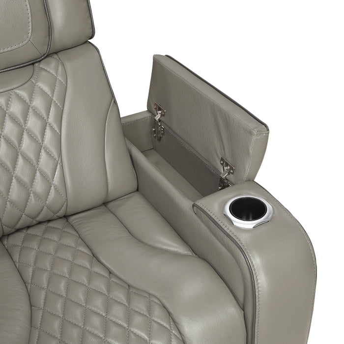 Apex Collection Power Reclining Chair with Power Headrest, Storage Arms with Cup Holders, Air Massage and Heat, LED Lighting and Charging Ports