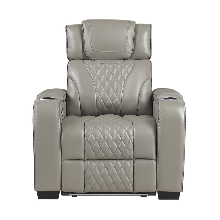 Apex Collection Power Reclining Chair with Power Headrest, Storage Arms with Cup Holders, Air Massage and Heat, LED Lighting and Charging Ports