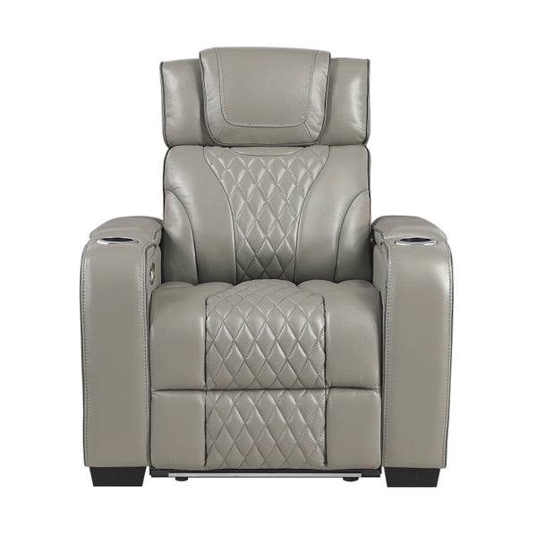 Apex Collection Power Reclining Chair with Power Headrest, Storage Arms with Cup Holders, Air Massage and Heat, LED Lighting and Charging Ports