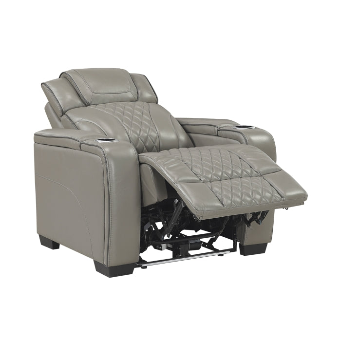 Apex Collection Power Reclining Chair with Power Headrest, Storage Arms with Cup Holders, Air Massage and Heat, LED Lighting and Charging Ports