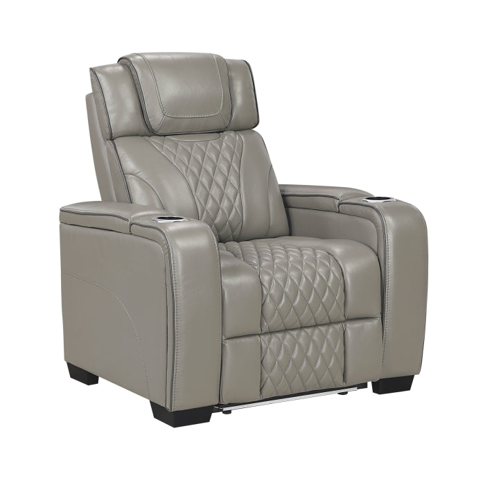 Apex Collection Power Reclining Chair with Power Headrest, Storage Arms with Cup Holders, Air Massage and Heat, LED Lighting and Charging Ports