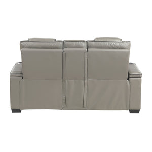 Apex Collection Power Double Reclining Love Seat with Center Console, Power Headrests, Storage Arms with Cup Holders, Wireless charger, Air Massage and Heat, LED Lighting and Charging Ports