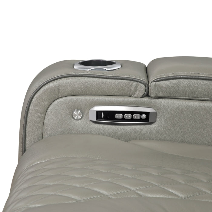 Apex Collection Power Double Reclining Love Seat with Center Console, Power Headrests, Storage Arms with Cup Holders, Wireless charger, Air Massage and Heat, LED Lighting and Charging Ports