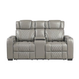 Apex Collection Power Double Reclining Love Seat with Center Console, Power Headrests, Storage Arms with Cup Holders, Wireless charger, Air Massage and Heat, LED Lighting and Charging Ports