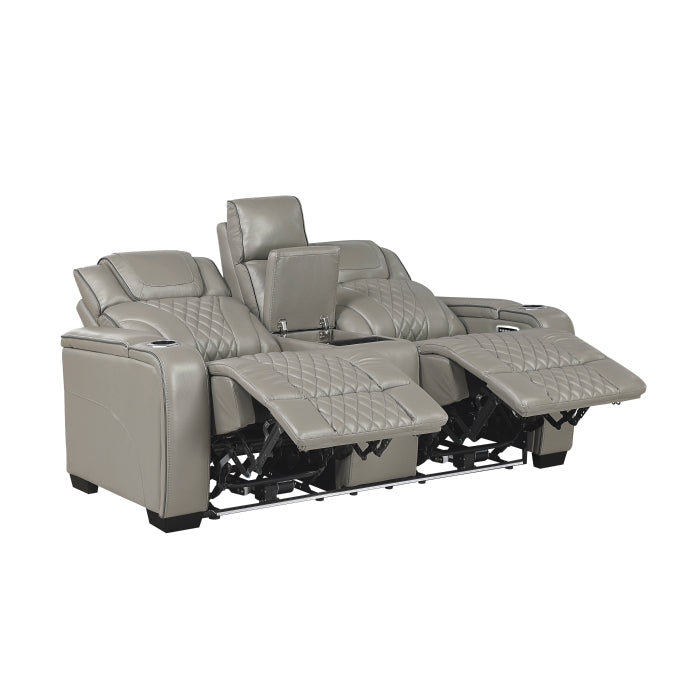Apex Collection Power Double Reclining Love Seat with Center Console, Power Headrests, Storage Arms with Cup Holders, Wireless charger, Air Massage and Heat, LED Lighting and Charging Ports