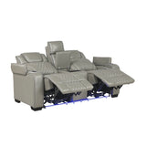 Apex Collection Power Double Reclining Love Seat with Center Console, Power Headrests, Storage Arms with Cup Holders, Wireless charger, Air Massage and Heat, LED Lighting and Charging Ports