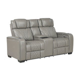 Apex Collection Power Double Reclining Love Seat with Center Console, Power Headrests, Storage Arms with Cup Holders, Wireless charger, Air Massage and Heat, LED Lighting and Charging Ports