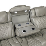Apex Collection Power Double Reclining Sofa with Center Drop-Down Cup Holders, Power Headrests, Storage Arms with Cup holders, Reading Lights, Wireless Charger, Air Massage and Heat, LED Lighting and Charging Ports