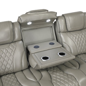 Apex Collection Power Double Reclining Sofa with Center Drop-Down Cup Holders, Power Headrests, Storage Arms with Cup holders, Reading Lights, Wireless Charger, Air Massage and Heat, LED Lighting and Charging Ports