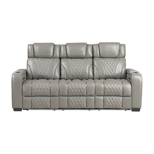 Apex Collection Power Double Reclining Sofa with Center Drop-Down Cup Holders, Power Headrests, Storage Arms with Cup holders, Reading Lights, Wireless Charger, Air Massage and Heat, LED Lighting and Charging Ports