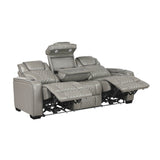 Apex Collection Power Double Reclining Sofa with Center Drop-Down Cup Holders, Power Headrests, Storage Arms with Cup holders, Reading Lights, Wireless Charger, Air Massage and Heat, LED Lighting and Charging Ports