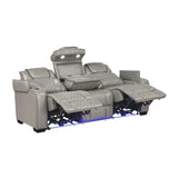 Apex Collection Power Double Reclining Sofa with Center Drop-Down Cup Holders, Power Headrests, Storage Arms with Cup holders, Reading Lights, Wireless Charger, Air Massage and Heat, LED Lighting and Charging Ports