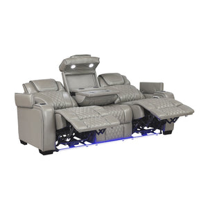 Apex Collection Power Double Reclining Sofa with Center Drop-Down Cup Holders, Power Headrests, Storage Arms with Cup holders, Reading Lights, Wireless Charger, Air Massage and Heat, LED Lighting and Charging Ports
