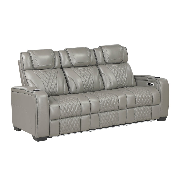 Apex Collection Power Double Reclining Sofa with Center Drop-Down Cup Holders, Power Headrests, Storage Arms with Cup holders, Reading Lights, Wireless Charger, Air Massage and Heat, LED Lighting and Charging Ports