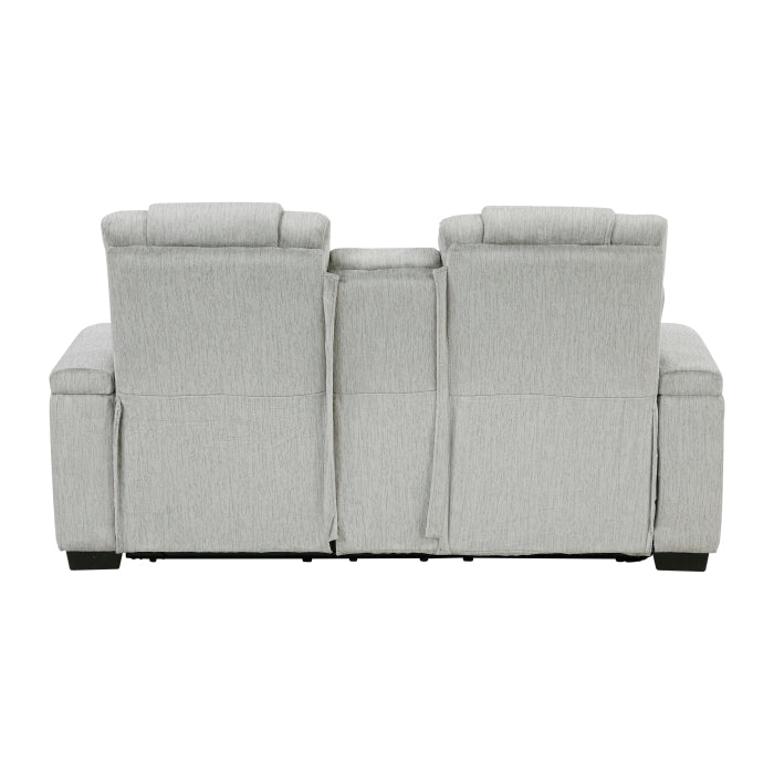 Ronan Collection Double Reclining Love Seat with Center Console, Wireless Speakers, Storage Arms, Cup holders and LED
