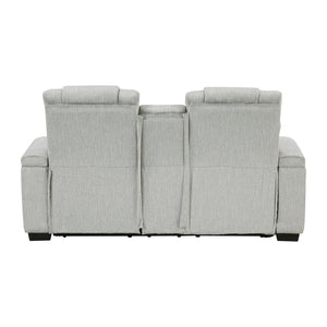 Ronan Collection Double Reclining Love Seat with Center Console, Wireless Speakers, Storage Arms, Cup holders and LED