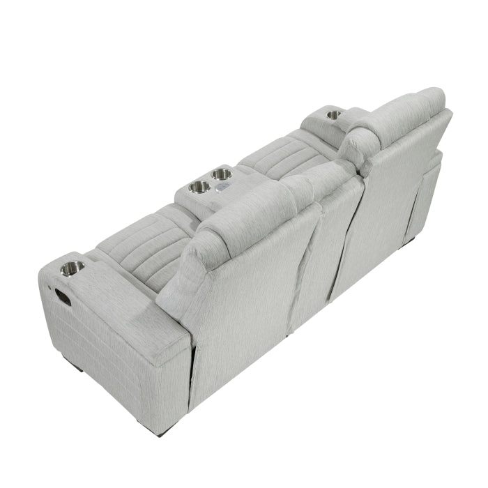 Ronan Collection Double Reclining Love Seat with Center Console, Wireless Speakers, Storage Arms, Cup holders and LED