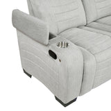 Ronan Collection Double Reclining Love Seat with Center Console, Wireless Speakers, Storage Arms, Cup holders and LED