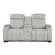 Ronan Collection Double Reclining Love Seat with Center Console, Wireless Speakers, Storage Arms, Cup holders and LED