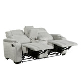 Ronan Collection Double Reclining Love Seat with Center Console, Wireless Speakers, Storage Arms, Cup holders and LED