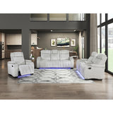 Ronan Collection Double Reclining Love Seat with Center Console, Wireless Speakers, Storage Arms, Cup holders and LED