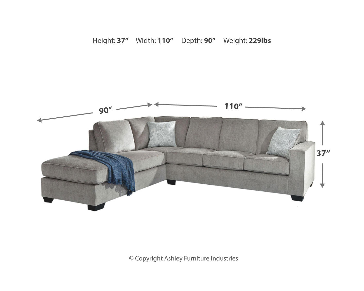 Altari 2-Piece Sectional with Chaise, Loveseat and Ottoman