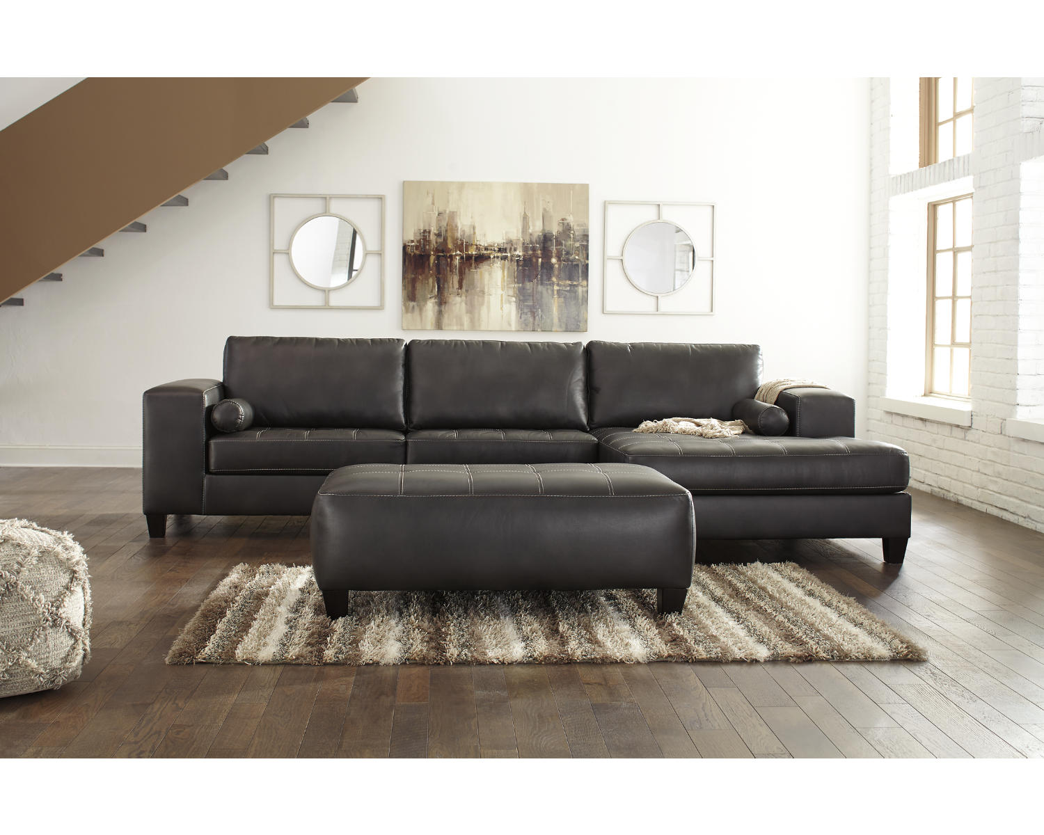 Nokomis 2-Piece Sectional with Chaise and Oversized Accent Ottoman