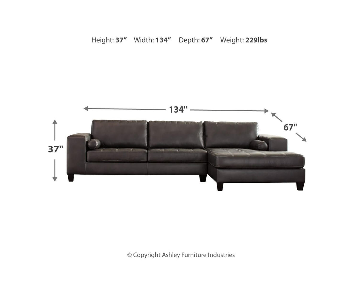 Nokomis 2-Piece Sectional with Chaise and Oversized Accent Ottoman