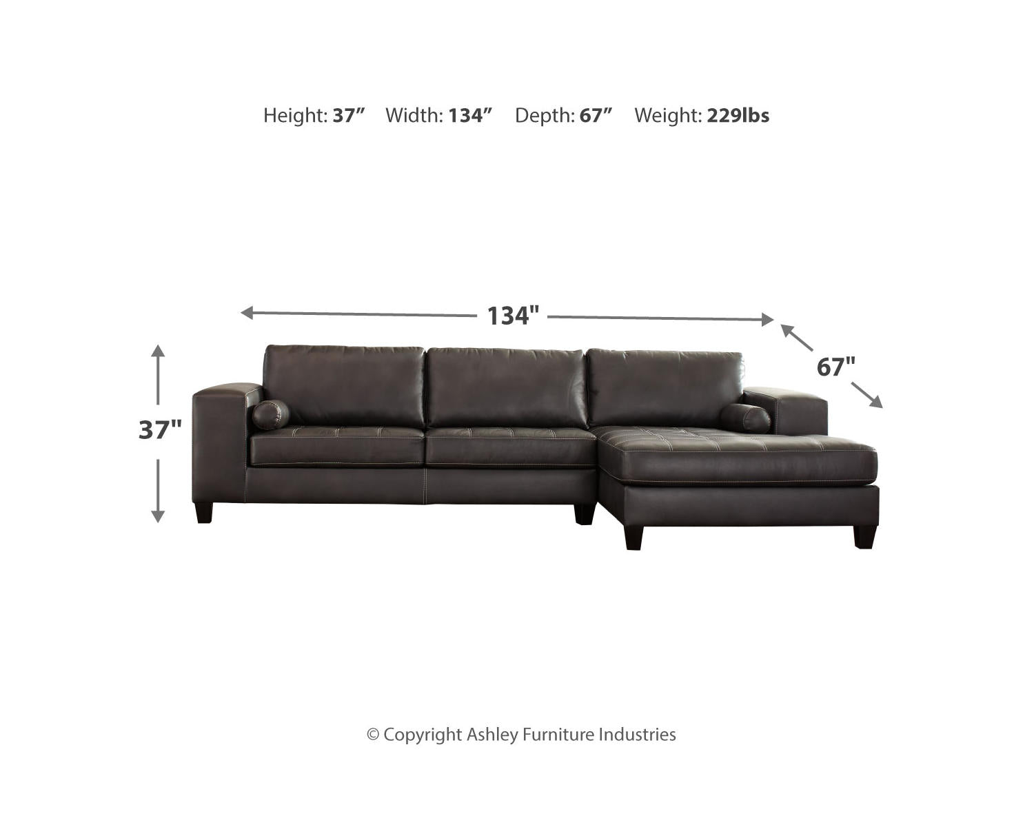 Nokomis 2-Piece Sectional with Chaise and Oversized Accent Ottoman