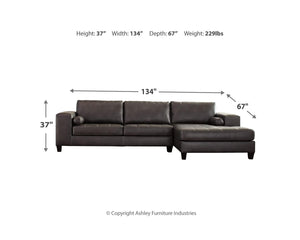 Nokomis 2-Piece Sectional with Chaise and Oversized Accent Ottoman