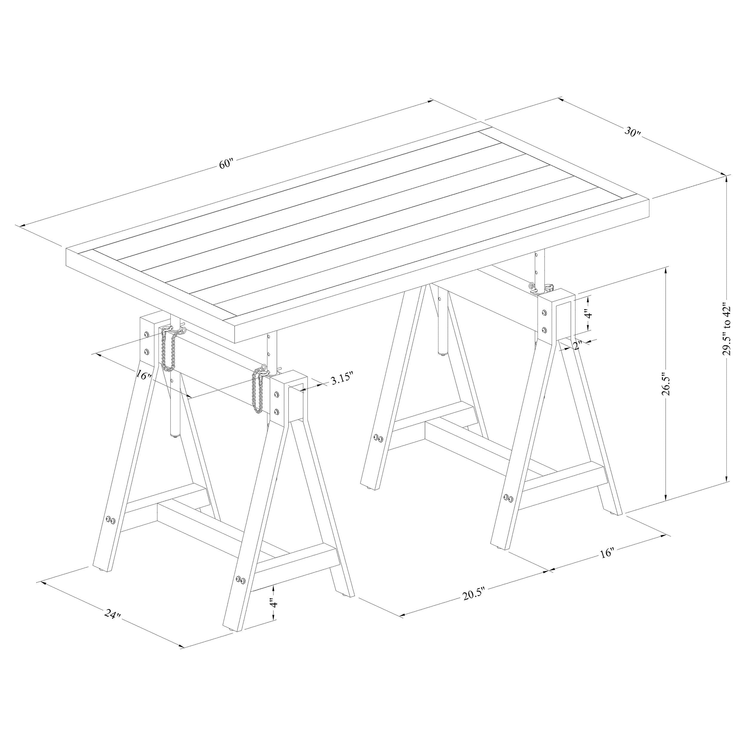 Delmar 60-inch Adjustable Standing Desk Burnished Cognac