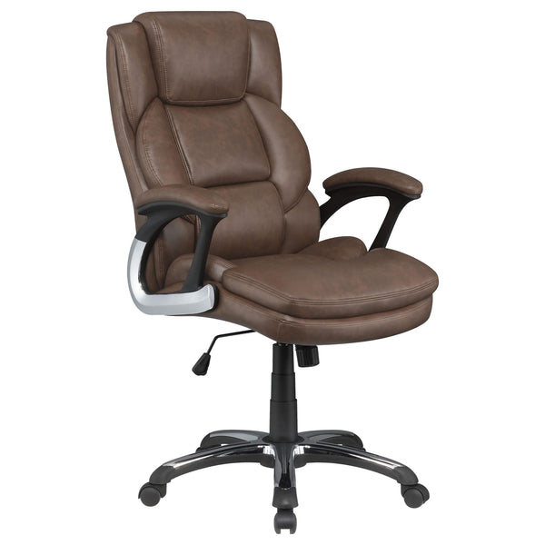 Silla de escritorio ajustable tapizada Nerris para oficina en casa, color marrón