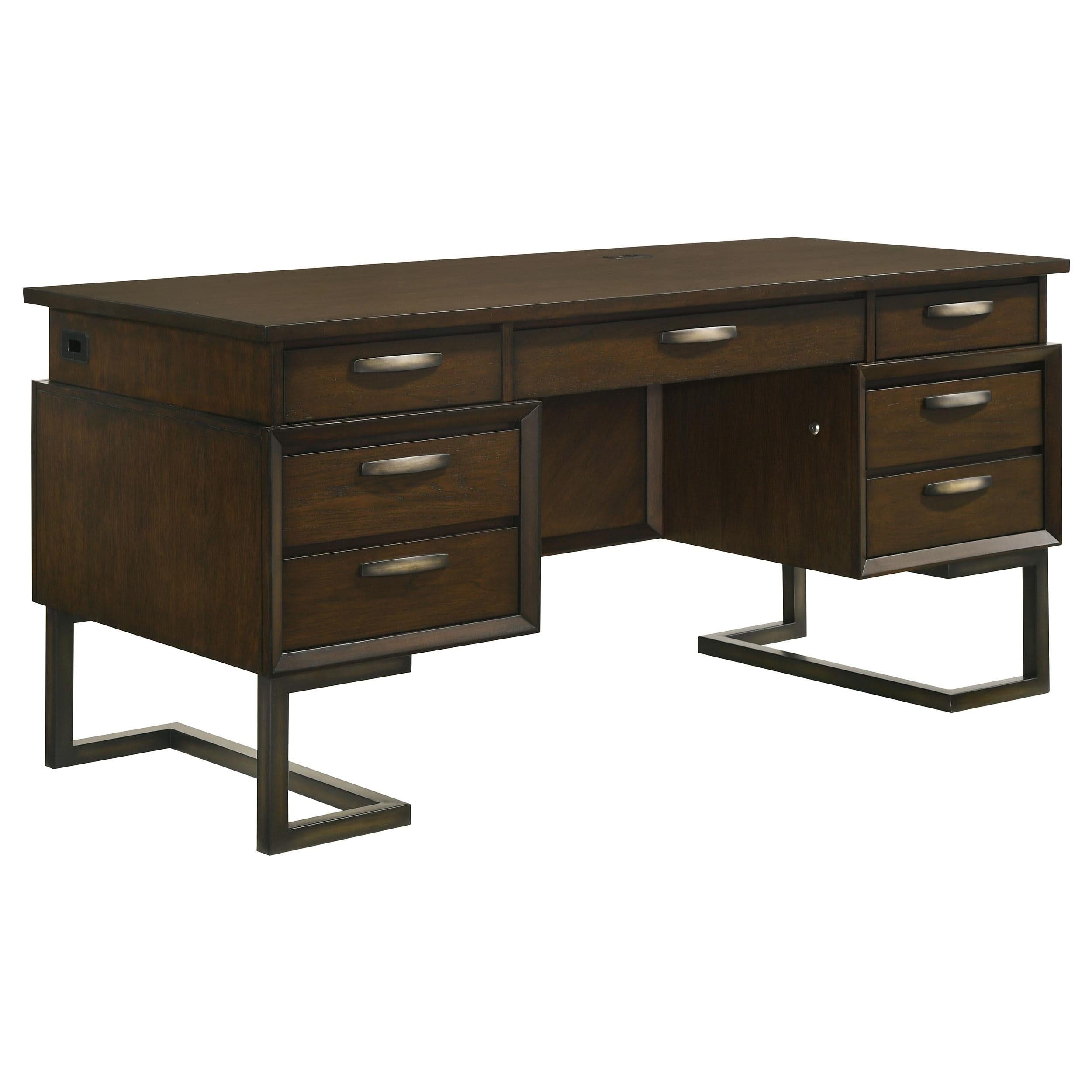 Marshall 66-inch 7-drawer Executive Office Desk Dark Walnut