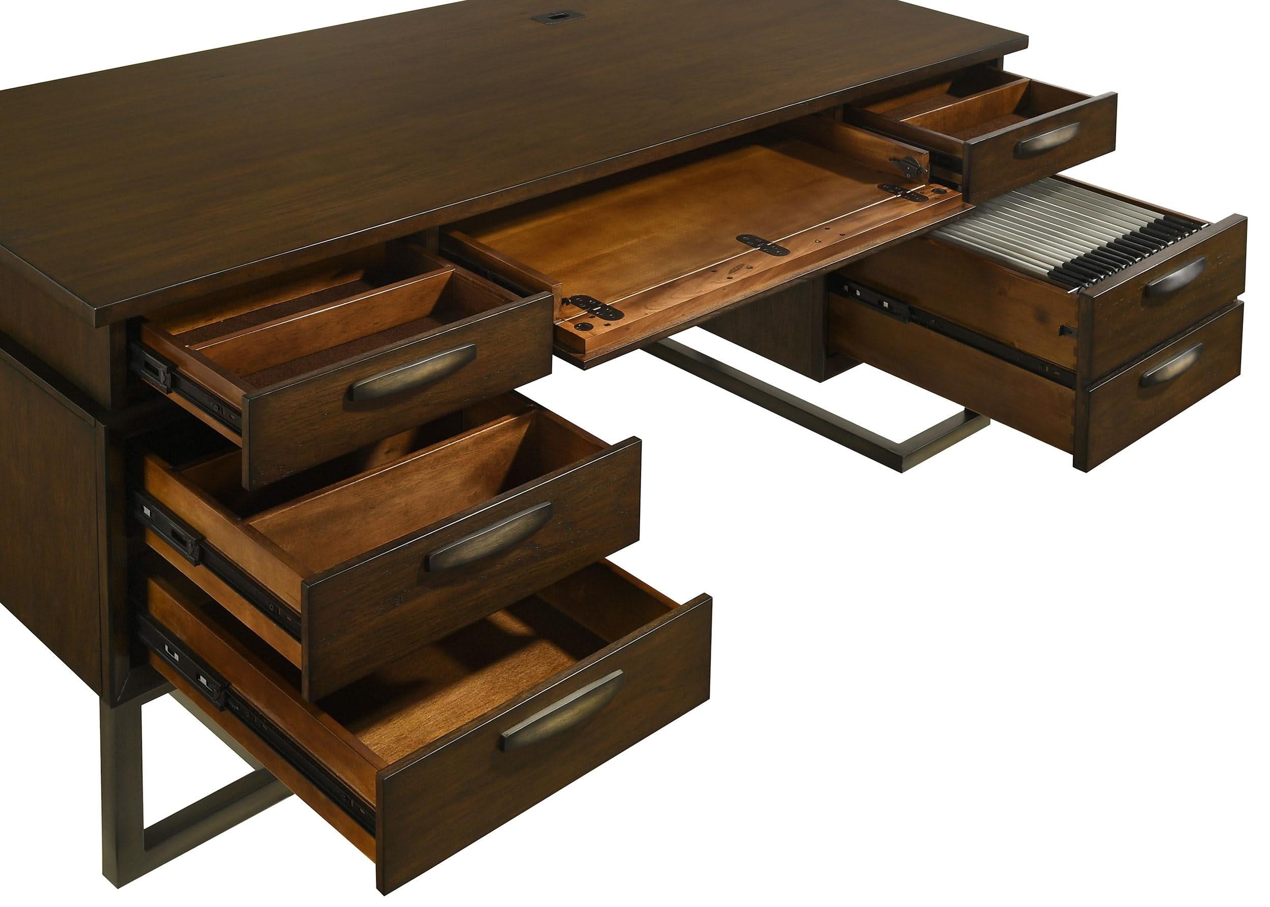 Marshall 66-inch 7-drawer Executive Office Desk Dark Walnut