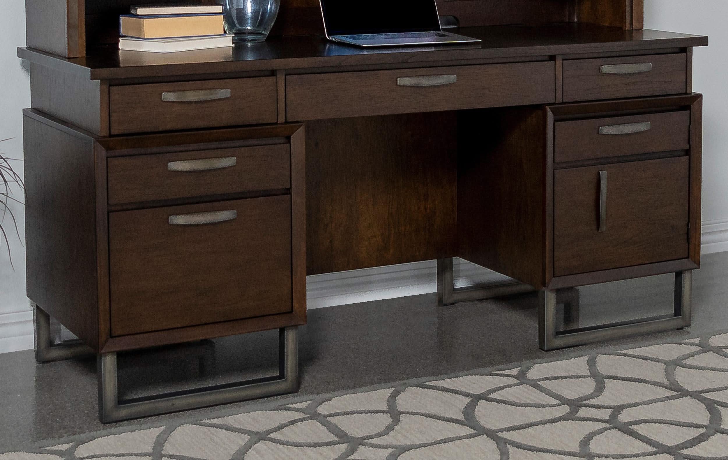 Marshall 66-inch 5-drawer Credenza Office Desk Dark Walnut