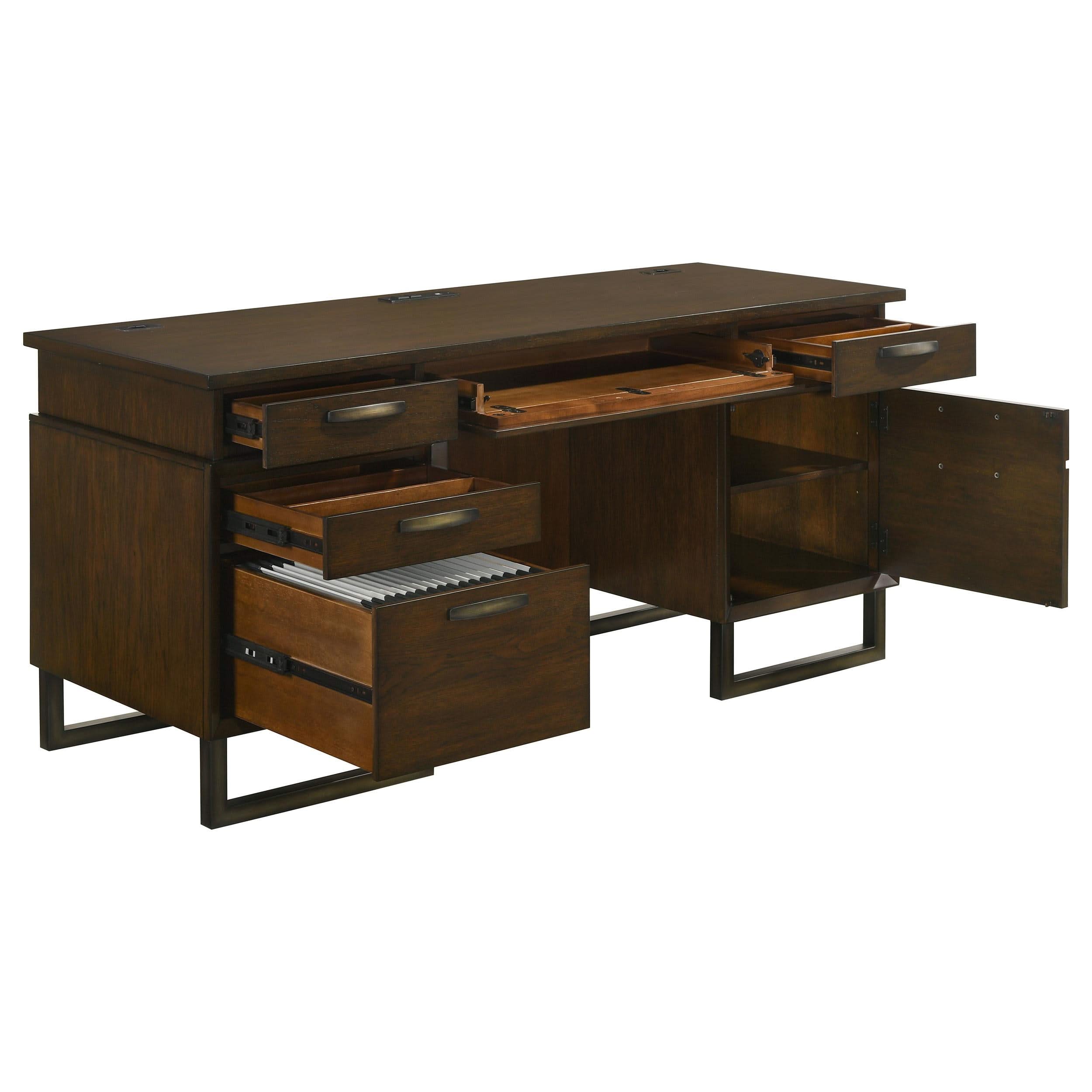 Marshall 66-inch 5-drawer Credenza Office Desk Dark Walnut