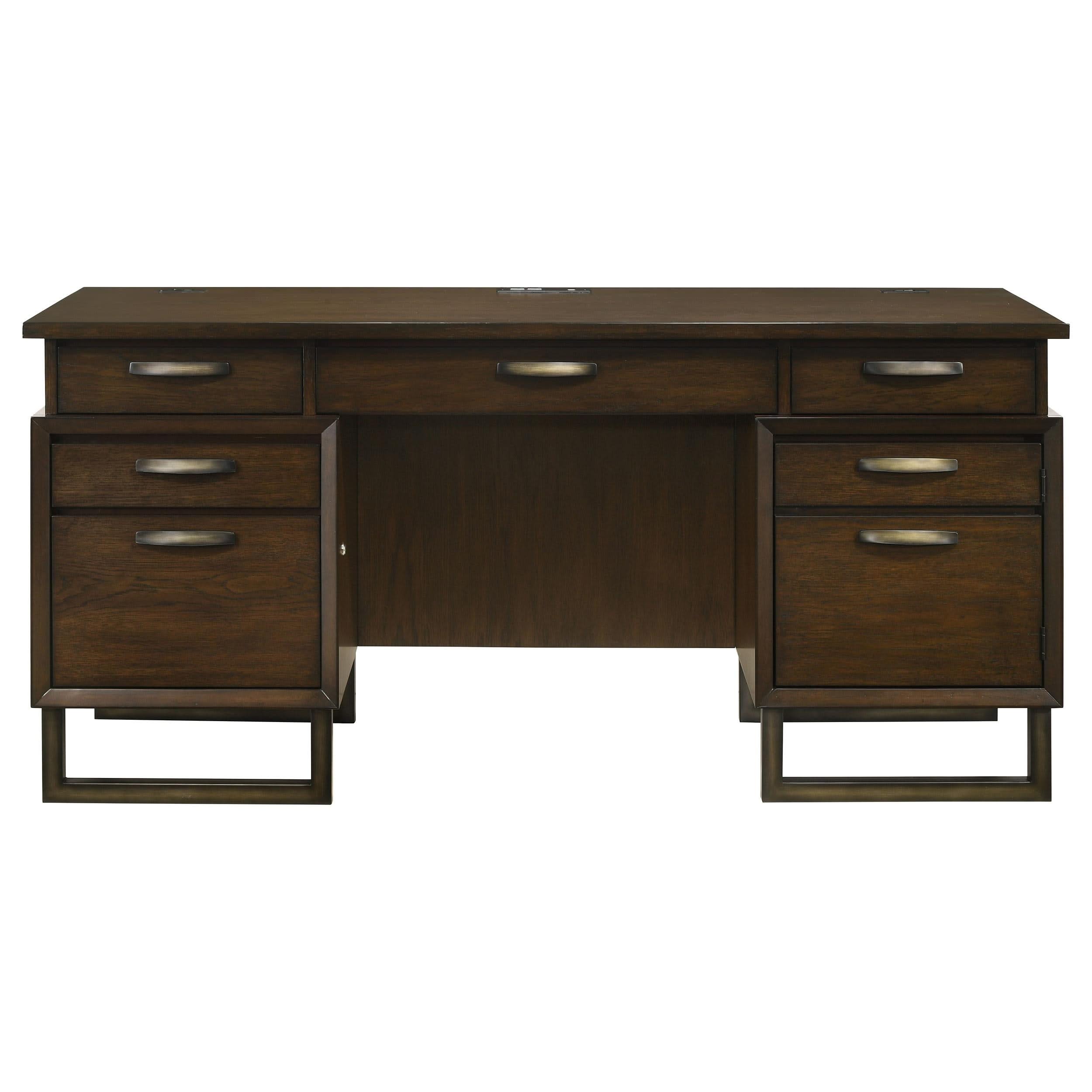 Marshall 66-inch 5-drawer Credenza Office Desk Dark Walnut