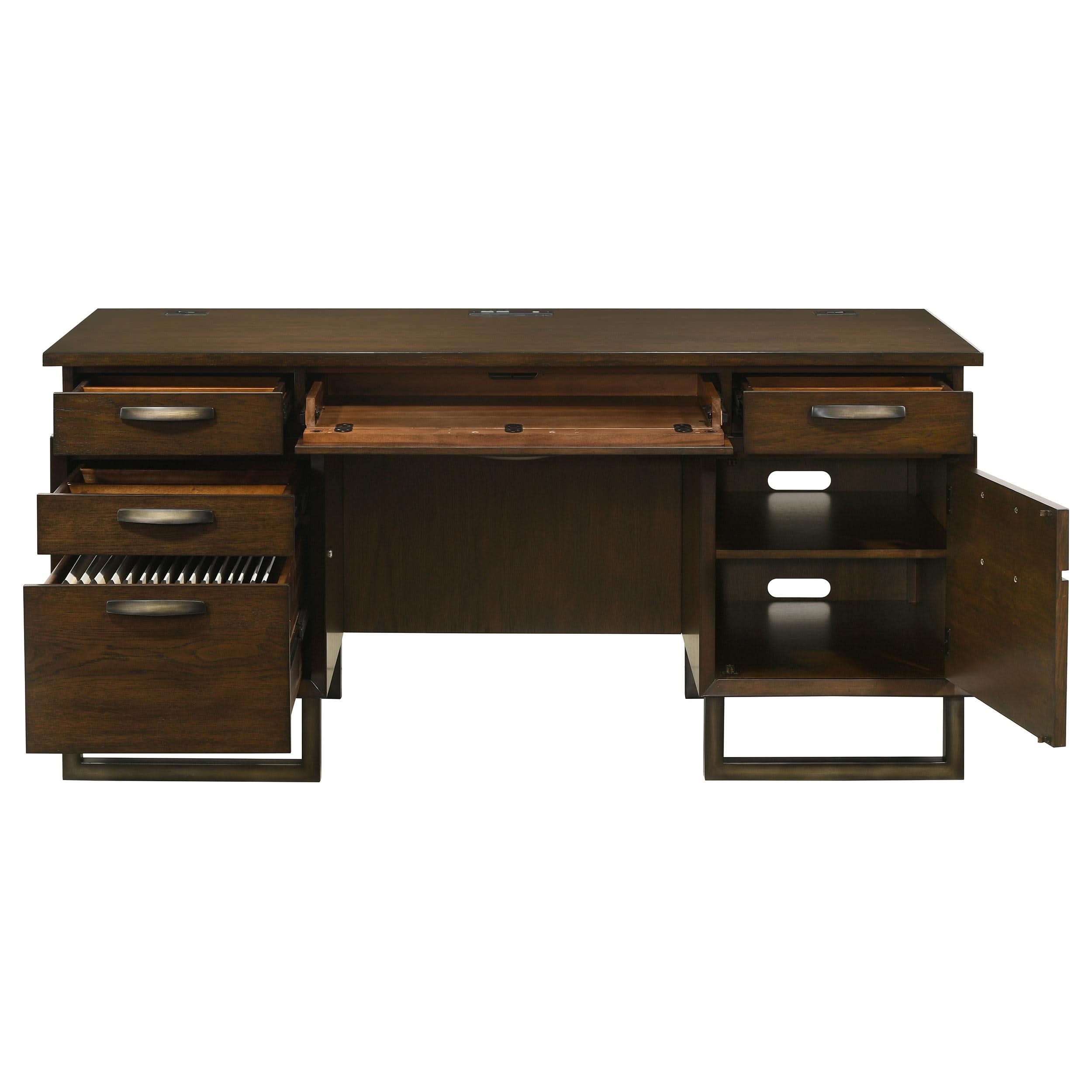 Marshall 66-inch 5-drawer Credenza Office Desk Dark Walnut