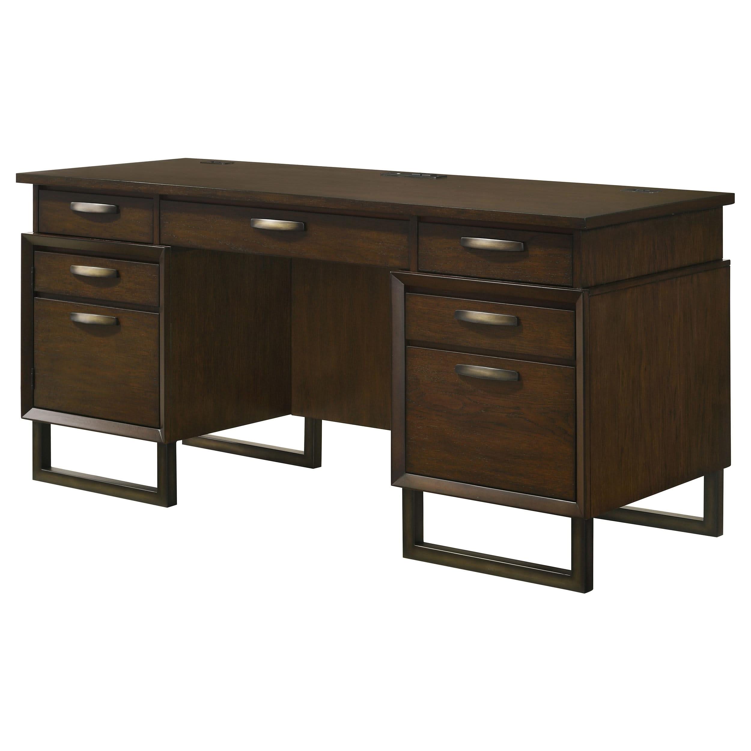 Marshall 66-inch 5-drawer Credenza Office Desk Dark Walnut