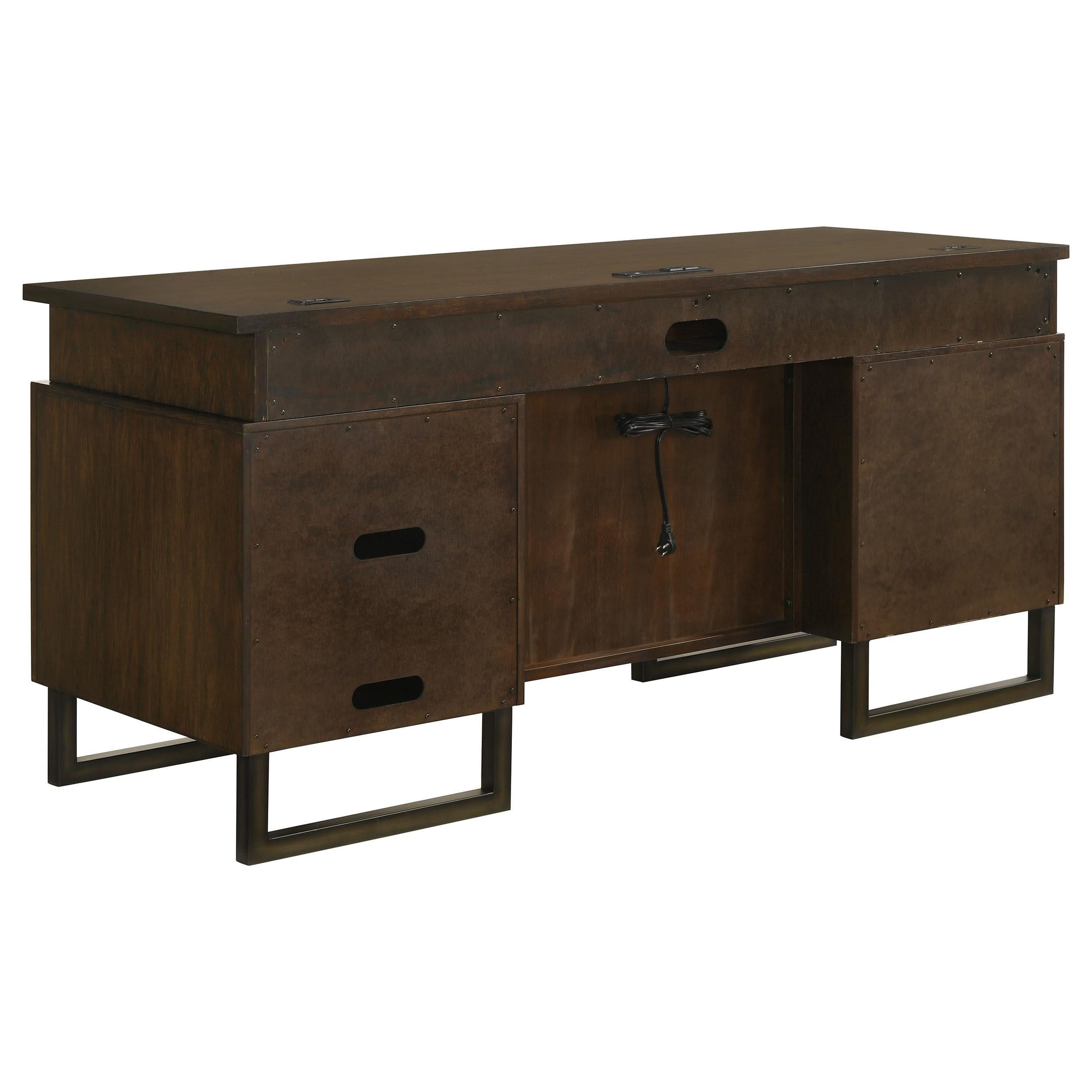 Marshall 66-inch 5-drawer Credenza Office Desk Dark Walnut