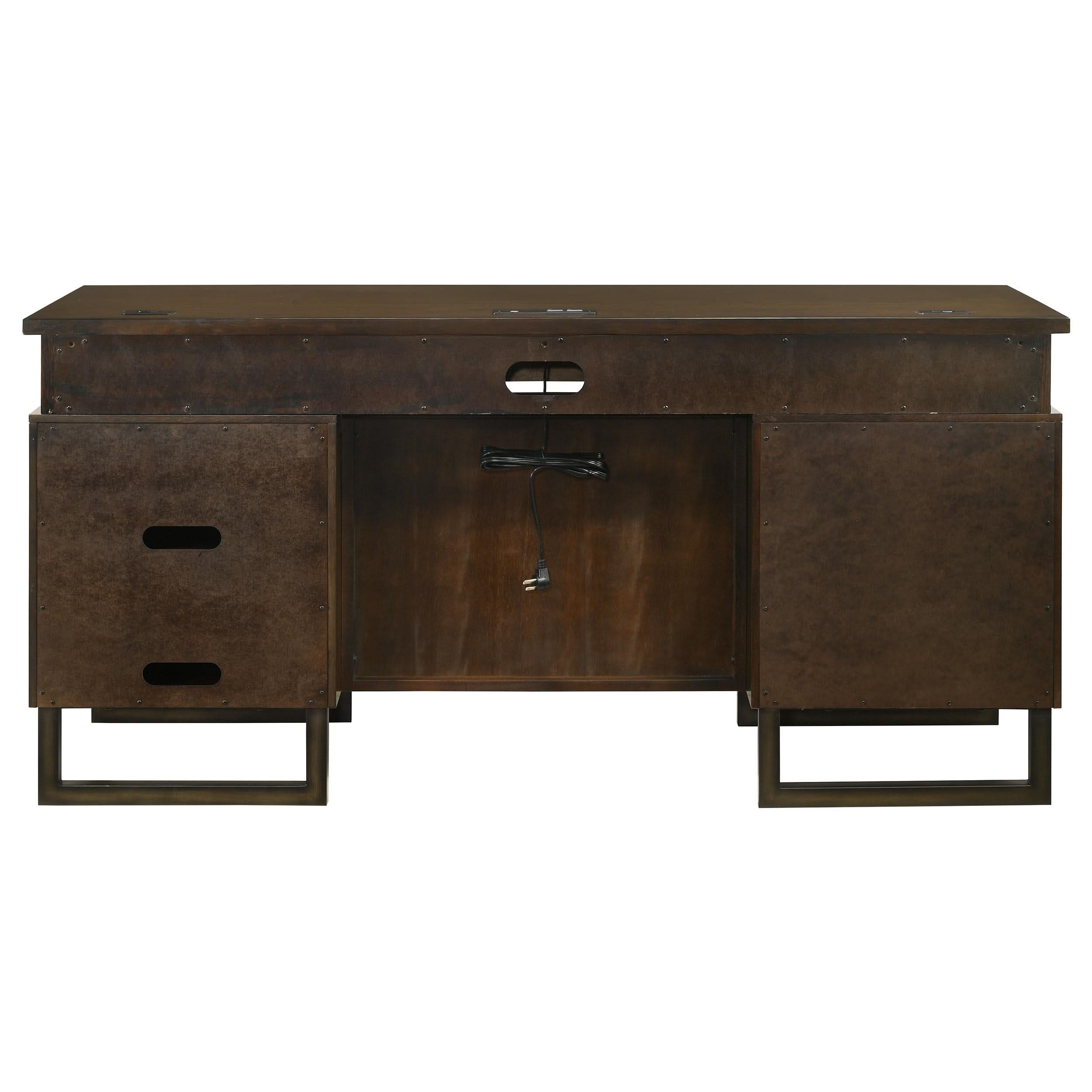 Marshall 66-inch 5-drawer Credenza Office Desk Dark Walnut