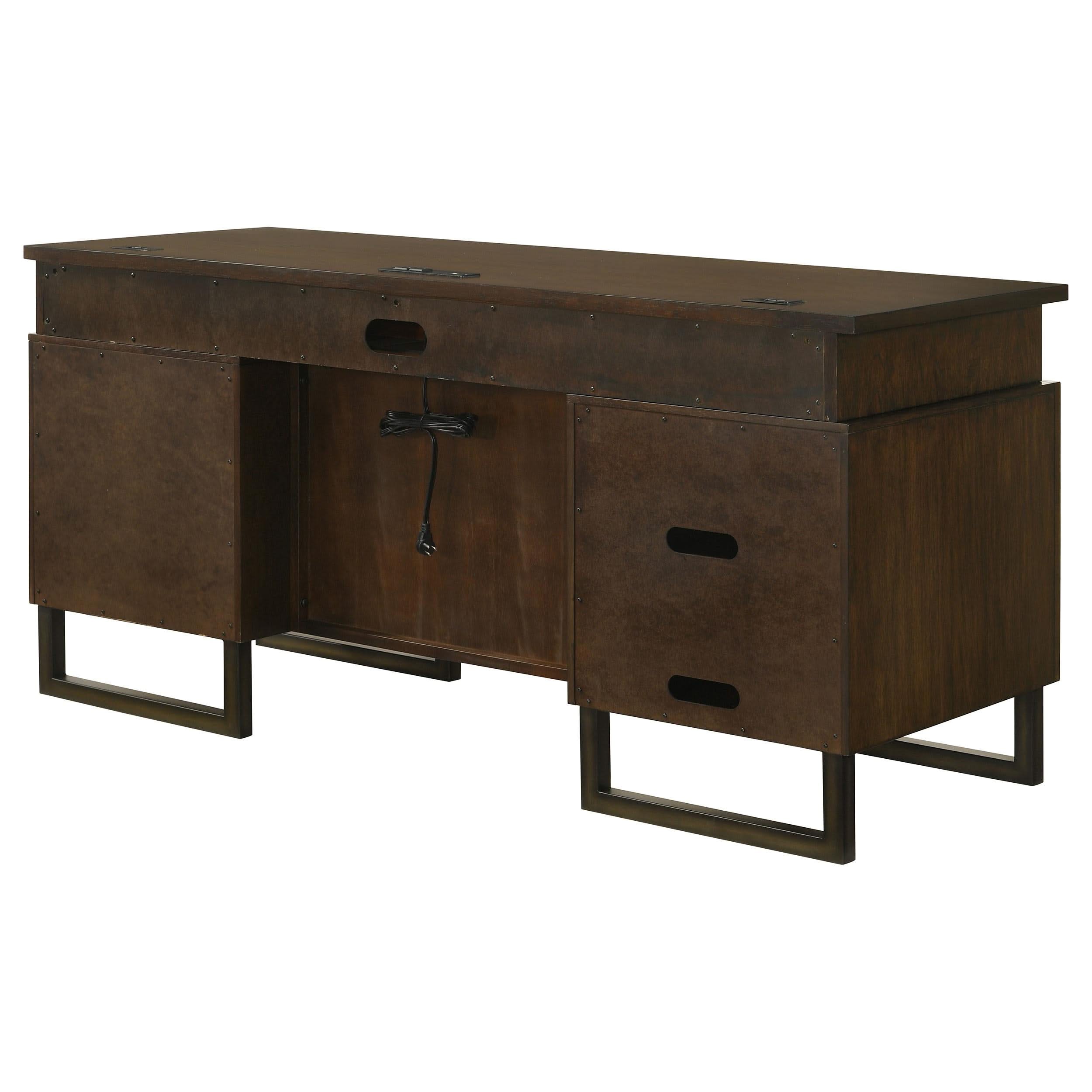 Marshall 66-inch 5-drawer Credenza Office Desk Dark Walnut