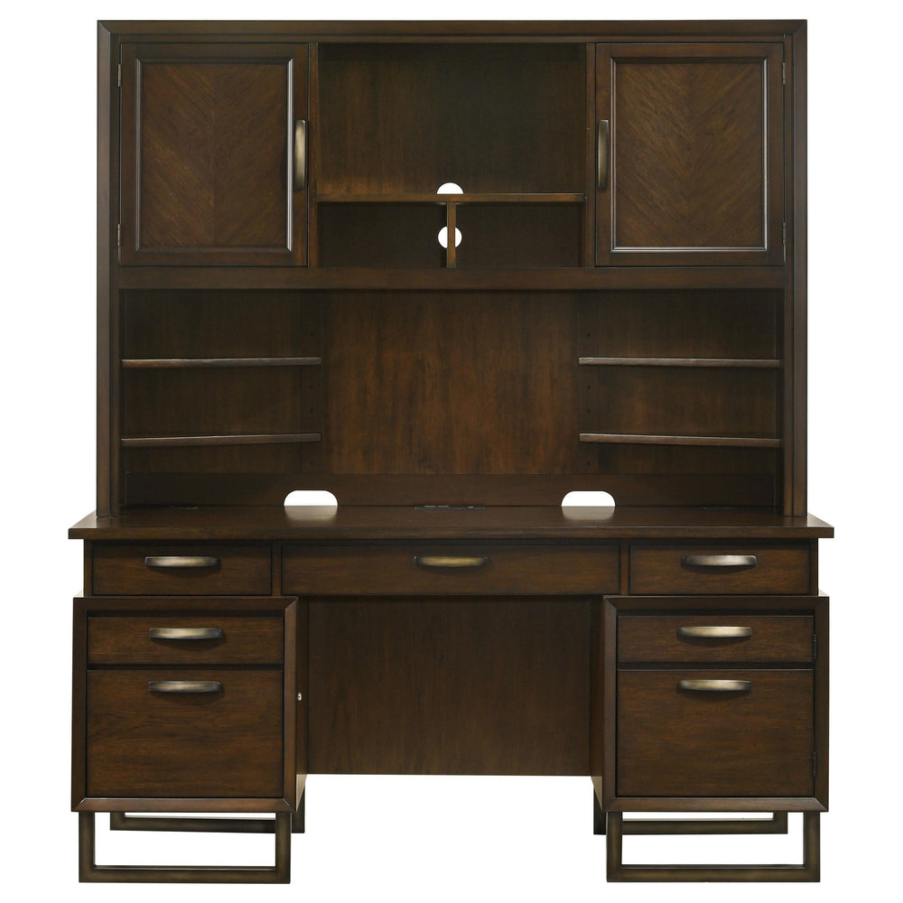 Credenza Marshall de 66 pulgadas con 5 cajones y aparador en nogal oscuro
