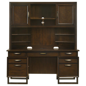Credenza Marshall de 66 pulgadas con 5 cajones y aparador en nogal oscuro