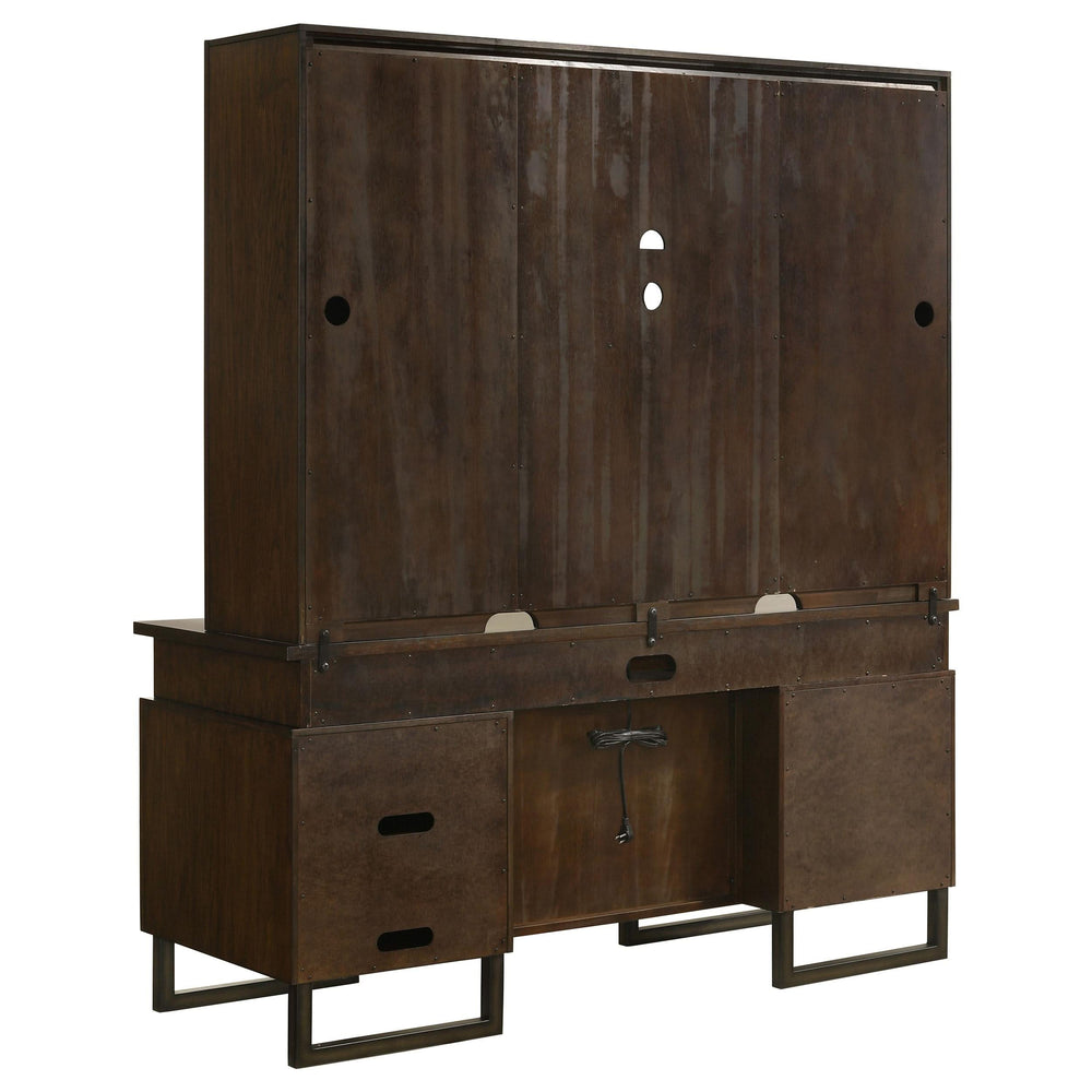Credenza Marshall de 66 pulgadas con 5 cajones y aparador en nogal oscuro