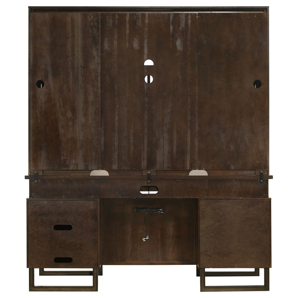 Credenza Marshall de 66 pulgadas con 5 cajones y aparador en nogal oscuro