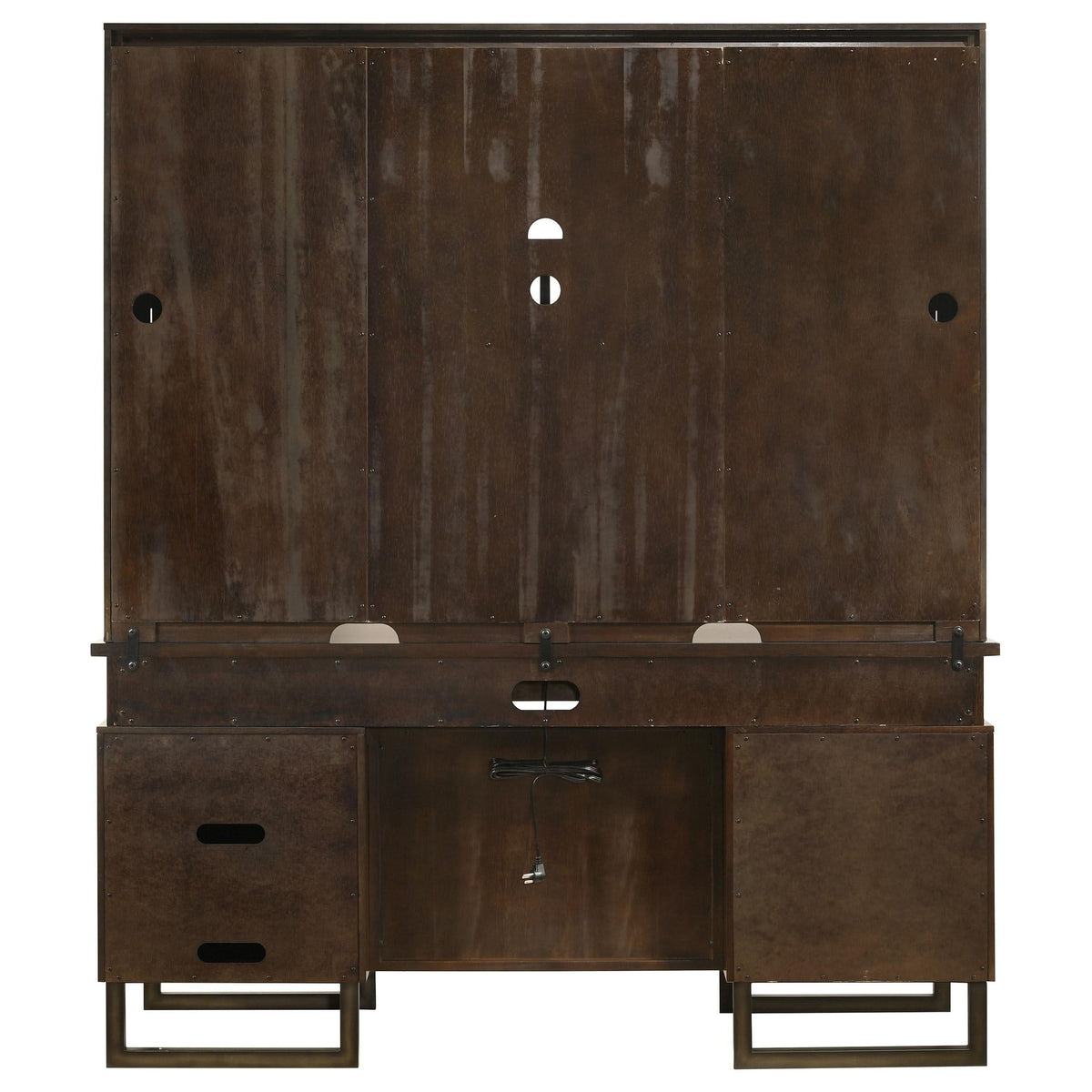 Credenza Marshall de 66 pulgadas con 5 cajones y aparador en nogal oscuro